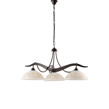 Bilbao - Lámpara De Hierro Lacado En Negro Con Decoración. Efecto Óxido Y Difusores De Cristal D. 30 Blanco Y Ámbar 3 Luces 106 - Ø89