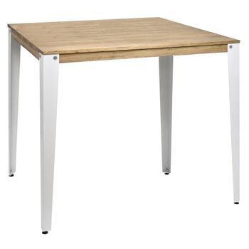 Mesa Lunds Alta 80x120x110cm Blanca En Madera Maciza De Pino Acabado Vintage Estilo Industrial Box Furniture