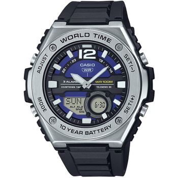 Reloj Casio Sport MWQ-100-2AV 50.6mm 100m WR correa de resina Hora Mundial 10 años batería
