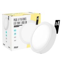 pack 4 plafones led 20w 1800lm 4200k superficie 40000h