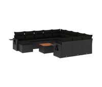 vidaxl set de sofas de jardin y cojines 13 pzas ratan sintetico negro