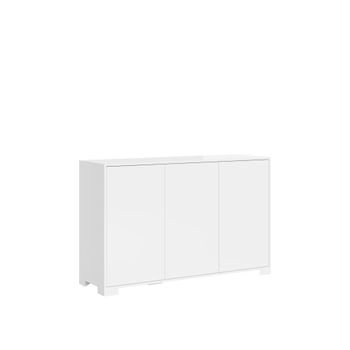 Aparador bajo 3 puertas 130x40x83 cm, blanco brillante