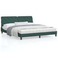 cama matrimonial  cama para adultos  estructura cama con cabecero terciopelo verde oscuro 180x200 cm cfw98763