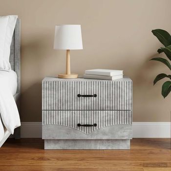 Armario De Noche - Mueble Para Dormitorio - Madera De Ingeniería - Gris Hormigón (62x34.5x44.5cm)