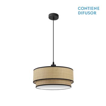FABRILAMP Lampara Colgante De 2luces Modelo Roque Natural/negro
