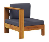 vidaxl sofa central con 1 reposabrazos madera acacia gris oscuro