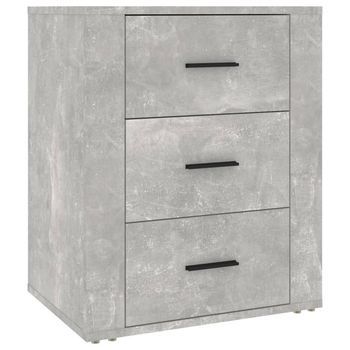 Mesita De Noche Madera Contrachapada Gris Hormigón 50x36x60 Cm Vidaxl