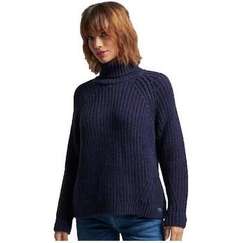 Superdry Jersey Pull Slouchy Stitch col roulé bleu para mujer