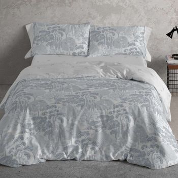 Funda Nórdica 50% Algodón Diseño Japonés Azul Noche 180 X 190/200 Cm - Azul Noche - Burrito Blanco
