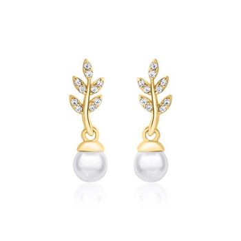 Pendientes de perlas de plata 925 bañada en oro