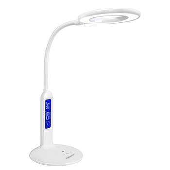 Aigostar Flexo 10KZP - Lámpara de escritorio LED 7W, Pantalla LCD con calendario, temperatura, alarma. táctil, 360lm. 5 Niveles de intensidad, 2 modos de iluminación luz blanca y cálida. Color blanco
