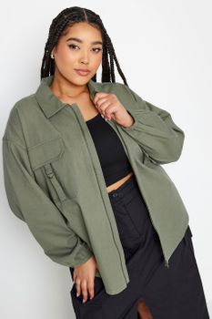 Yours Cazadora Caqui Bomber Utility En Algodón, Mujer Curvy Y Tallas Grandes, Yours