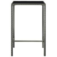 mesa alta de jardin  mesa de exterior ratan sintetico y vidrio gris 70x70x110 cm