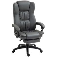vinsetto silla de oficina ajustable con reposapies reposacabezas funcion de masaje cuero artificial gris oscuro   aosom espana