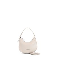 minibolso efecto abullonado con bandolera y hebilla de strass ivory