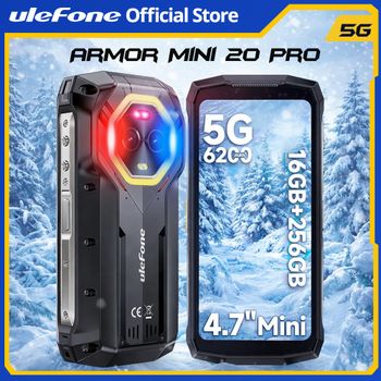 【Estreno Mundial】Ulefone Armor Mini 20 Pro 5G, Teléfono Resistente de 4.7 Pulgadas, Cámara Nocturna de 64MP, Teléfono Inteligente Android 14, Batería de 6200mAh, Teléfono Móvil con LED