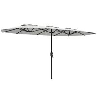 outsunny sombrilla doble con manivela manual proteccion uv50 funda resistente al agua sombrillas para jardin 46x26 m blanco   aosom espana