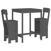 conjunto de mesa y taburetes altos jardin 3 uds  mueble jardin mesa y sillas madera pino gris
