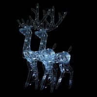 adorno de renos de navidad acrilico 2 uds blanco frio 128 cm vidaxl