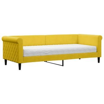 Sofá Cama | Cama Para Adultos Con Colchón Terciopelo Amarillo 80x200 Cm