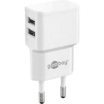 Cargador Goobay 44952 Interior 2 Puertos USB 2.4A Blanco