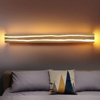 Nettlife Lámpara De Pared Led Luz De Pared De Madera - Lámpara De Pasillo Interior De 16 W Lámpara De Escalera Moderna Blanca Cálida De 100 Cm