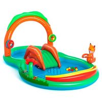 piscina con tobogan para  2 anos verde pvc infantil de 295x199x130 cm