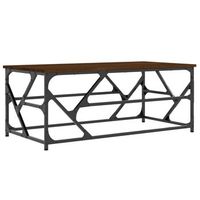 mesa de centro 100x50x40 cm madera y metal trabajados - marron