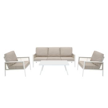 Conjunto Para Exteriores De Aluminio 5 Plazas (4 Piezas) - Blanco + Funda Impeermeable