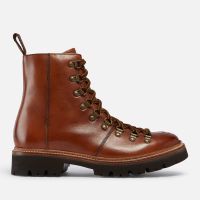 grenson womens nanette hand painted leather hiking style boots - tan - uk 3