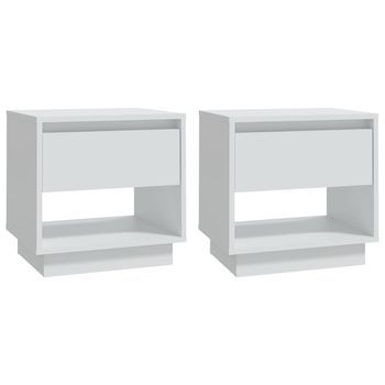 Mesitas De Noche 2 Uds | Mesilla De Noche Madera Contrachapada Blanco 45x34x44 Cm