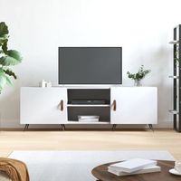 mueble tv  mueble de salon  armario tv madera de ingenieria blanco 150x30x50 cm cfw779160