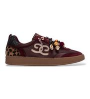 carmela para mujer 16415204-burdeos zapatillas de piel 164152 granate 38 plano cordones casual