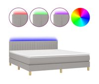cama box spring con colchon tela y led gris claro 160x200 cm rayas verticales