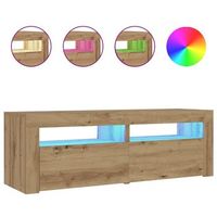 pack 2 uds mesitas de noche  mesilla de noche luces leds roble artesanal 60x35x40 cm