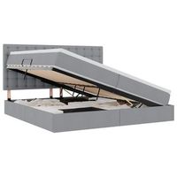 cama con almacenamiento y colchon gris claro 200 x 200 cm tela vidaxl