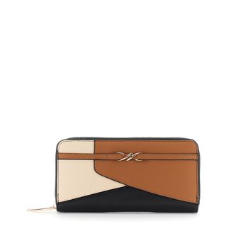 cartera efecto piel con patchwork y logo multicolor taglia unica