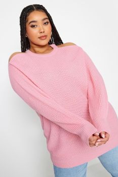 Yours Jersey De Punto Rosa Con Hombros Descubiertos, Mujer Curvy Y Tallas Grandes, Yours