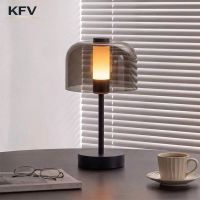 lampara de escritorio kvf pantalla de luz transparente de lujo lampara led de mesa para dormitorio luz decorativa ambiental lamparas de escritorio recargables para mesita de noche lampara mesa