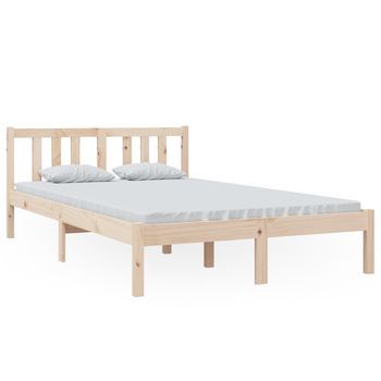 Cama Matrimonial | Cama Doble | Estructura De Cama Sin Colchón Madera Maciza 120x200 Cm Cfw48925