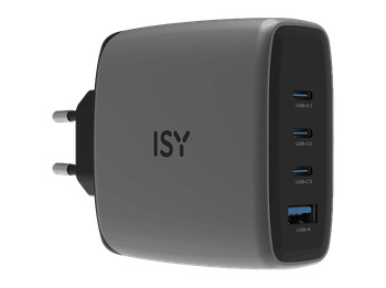 Cargador de pared - ISY IAC-7140, 140W, Carga ultrarrápida, Gris oscuro