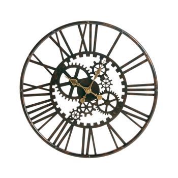 Reloj De Pared Redondo De Material Sintético Sala De Estar Decoración Del Hogar Números Romanos Negro Petrer