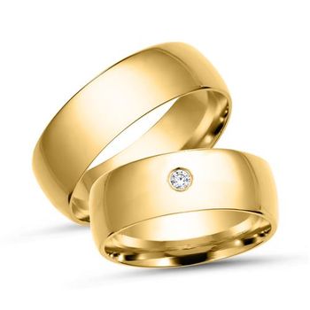 Alianzas 8 quilates oro amarillo con diamante