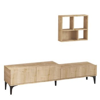 Mueble Tv Con Estante Lott Roble