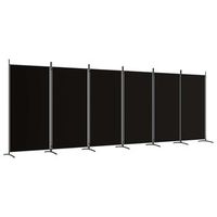 biombo divisor de 6 paneles de tela negro 520x180 cm vidaxl