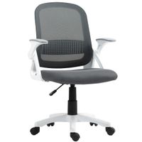 homcom silla de malla transpirable sillon giratorio ergonomico con reposabrazos abatibles y soporte lumbar gris   aosom espana