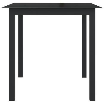 Mesa De Jardín | Mesa De Exterior De Aluminio Y Vidrio Negro 80x80x74 Cm