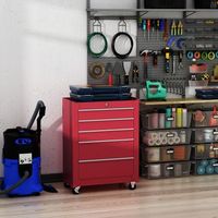 carro caja de herramientas de acero homcom 615x33x825 cm - rojo