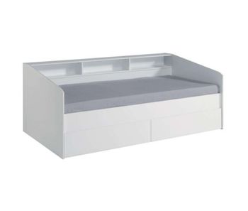 Cama juvenil style color blanco con cajones y estantes personalizables habitacion infantil moderna 80x203x113cm