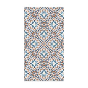 Panorama Alfombra Vinílica Azulejo Oriental Floreada Azul 80x300 Cm